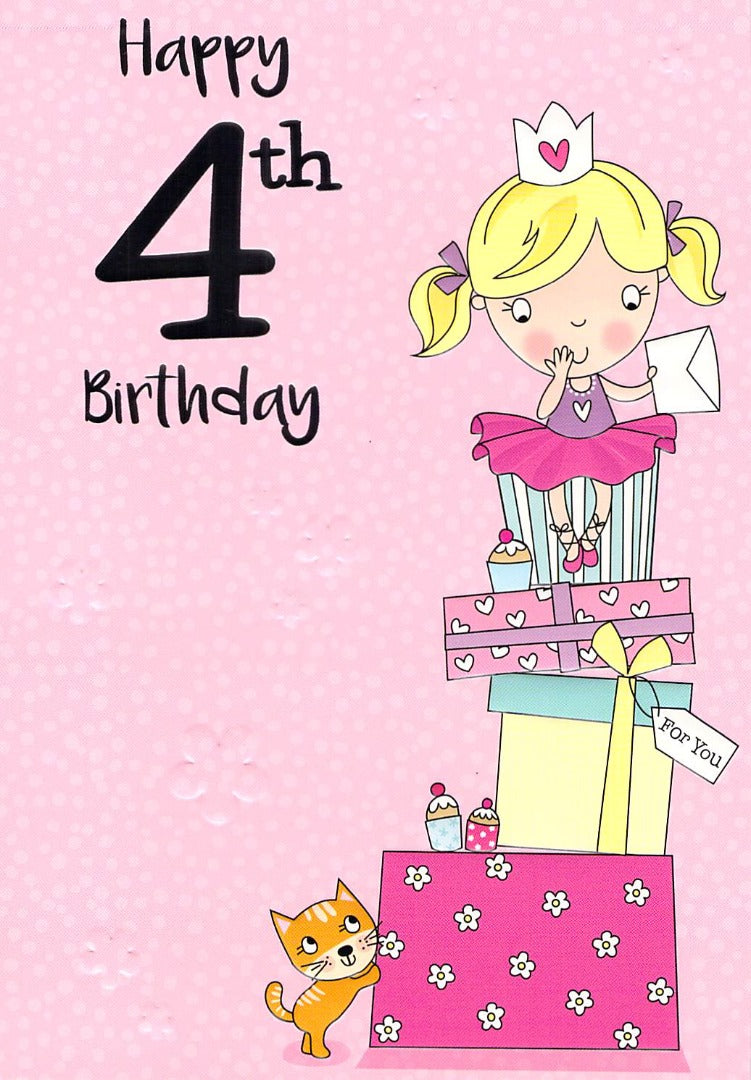 Birthday - Age 4  - Greeting Card - Free Postage