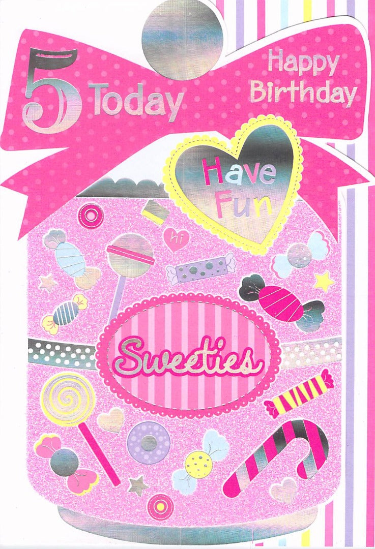 Birthday - Age 5 - Sweetie - Greeting Card - Free Postage
