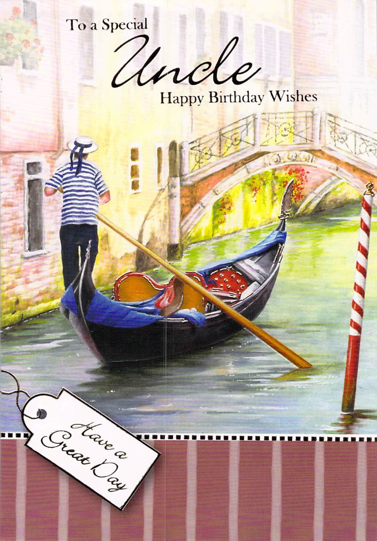 Birthday -Uncle - Canal - Greeting Card - Free Postage