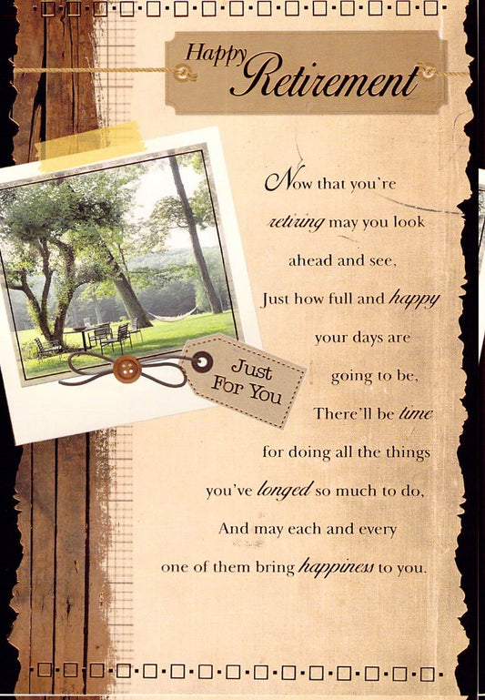 This Retirement - Trees - Greeting Card - Free Postage is a Greeting Card priced at £ 1.99 from Made To Be Treasured range. Produced by Generic for excellent quality