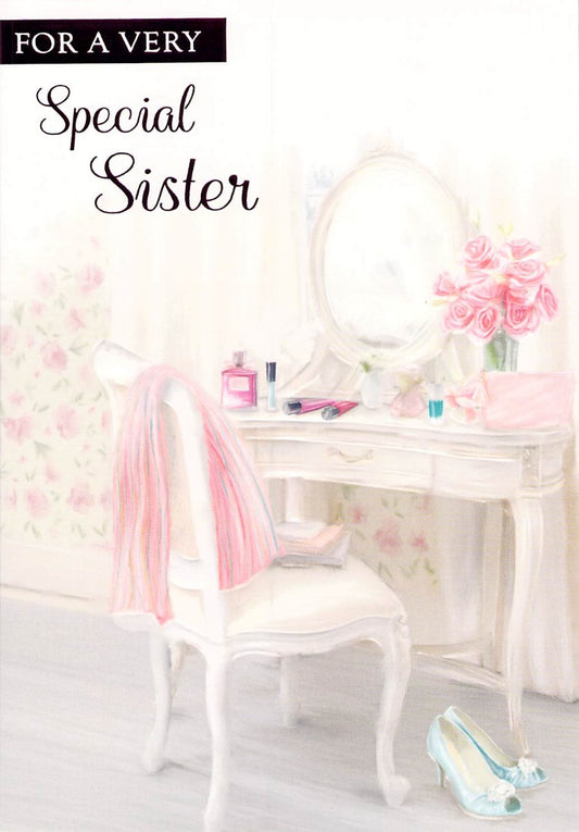 This Birthday - Sister - Dressing Table - Greeting Card - Free Postage is a Greeting Card priced at £ 1.99 from Made To Be Treasured range. Produced by Generic for excellent quality