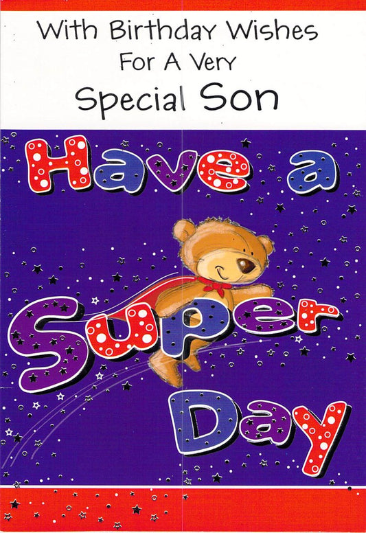 This Birthday - Son - Super Day - Greeting Card - Free Postage is a Greeting Card priced at £ 1.52 from Made To Be Treasured range. Produced by Generic for excellent quality