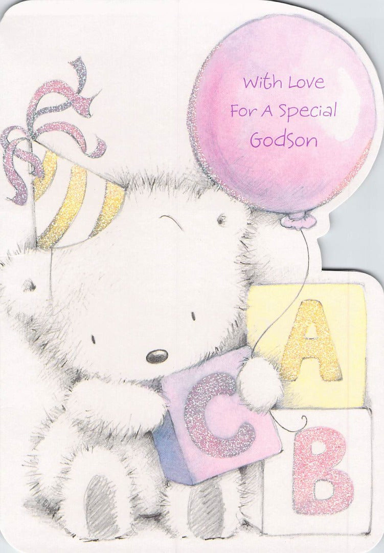 Godson - Birthday - Toys/Bear - Greeting Card - Free Postage