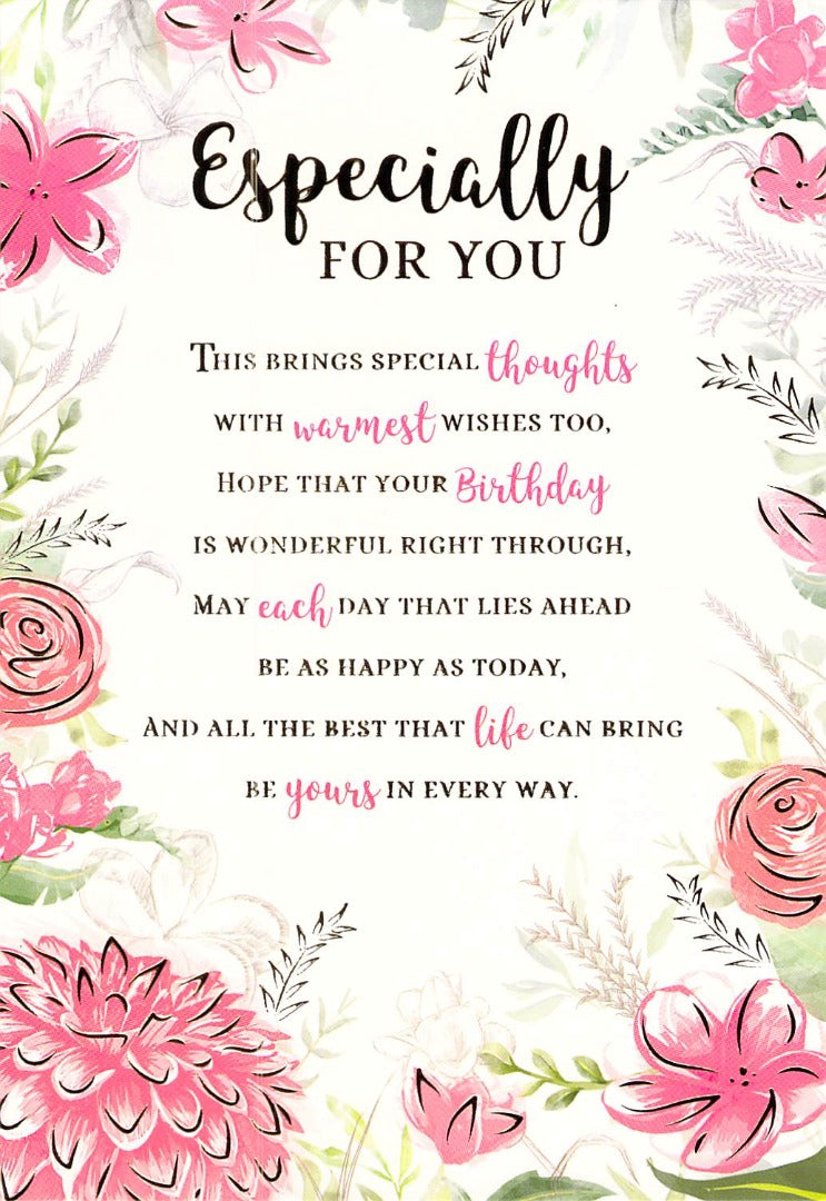 Birthday - General - Flowers/Words - Greeting Card - Free Postage