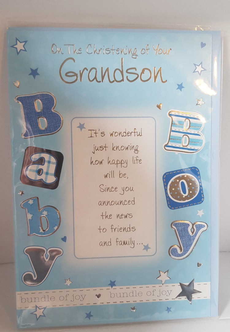 Grandson (Christening)  - Greeting Card -  Multi Buy - Free P&P