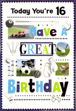 Load image into Gallery viewer, 16th Birthday - Age 16 - Sporty 2 - Greeting Card - Multibuy
