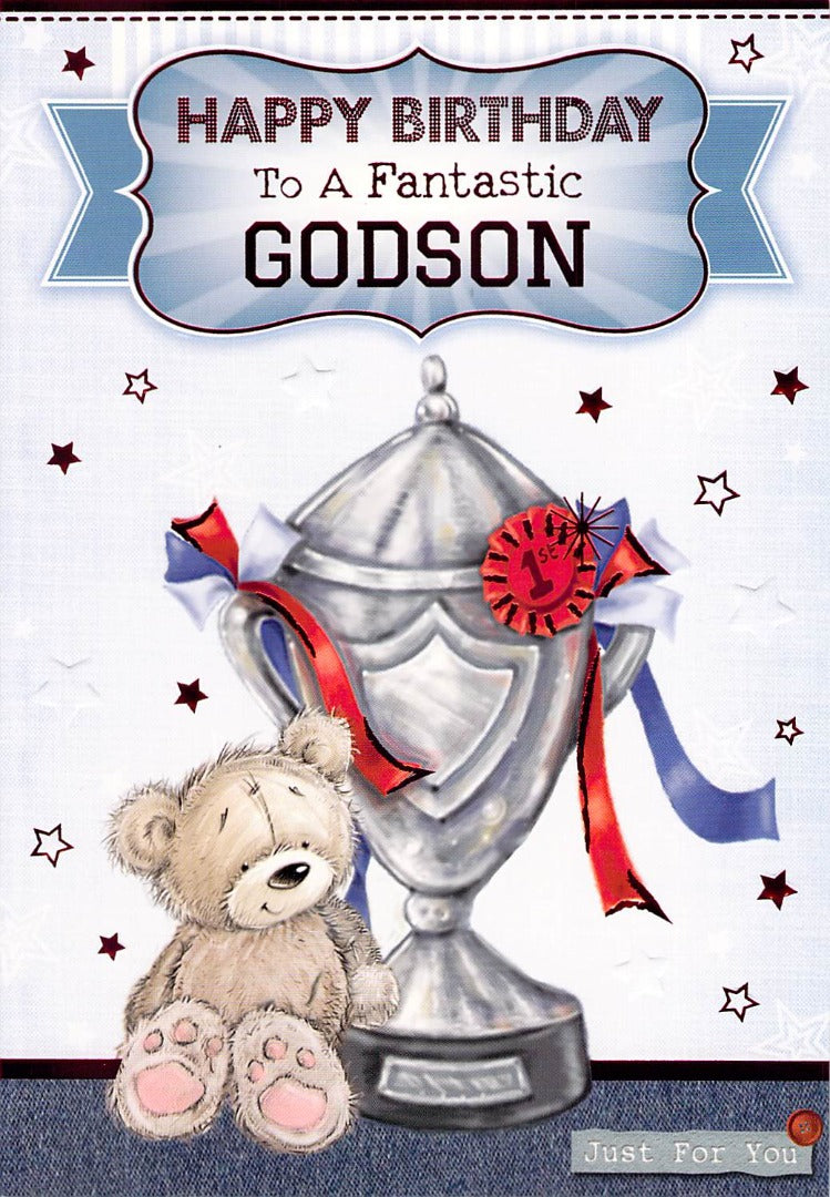 Birthday - Godson - Trophy - Greeting Card - Free Postage