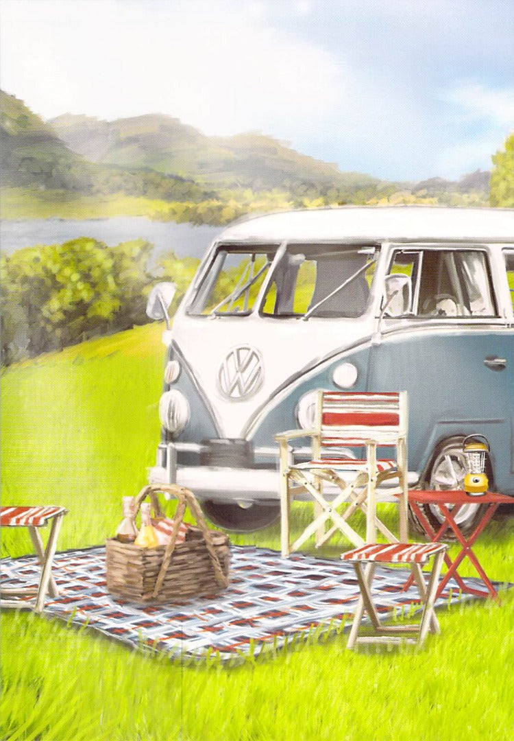 This Blue VW Camper - Blank - Greeting Card - Free Postage is a Greeting Card priced at £ 1.56 from Made To Be Treasured range. Produced by Generic for excellent quality