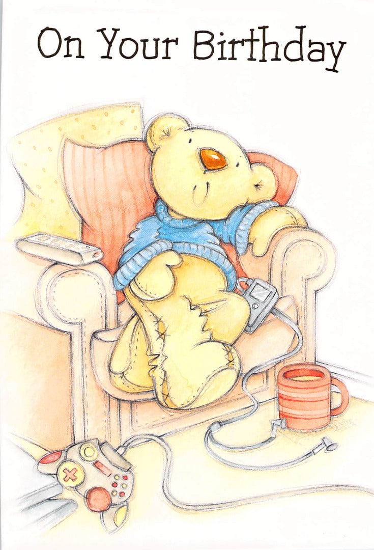 Birthday - General Birthday - Bear / Chilling - Greeting Card - Free Postage