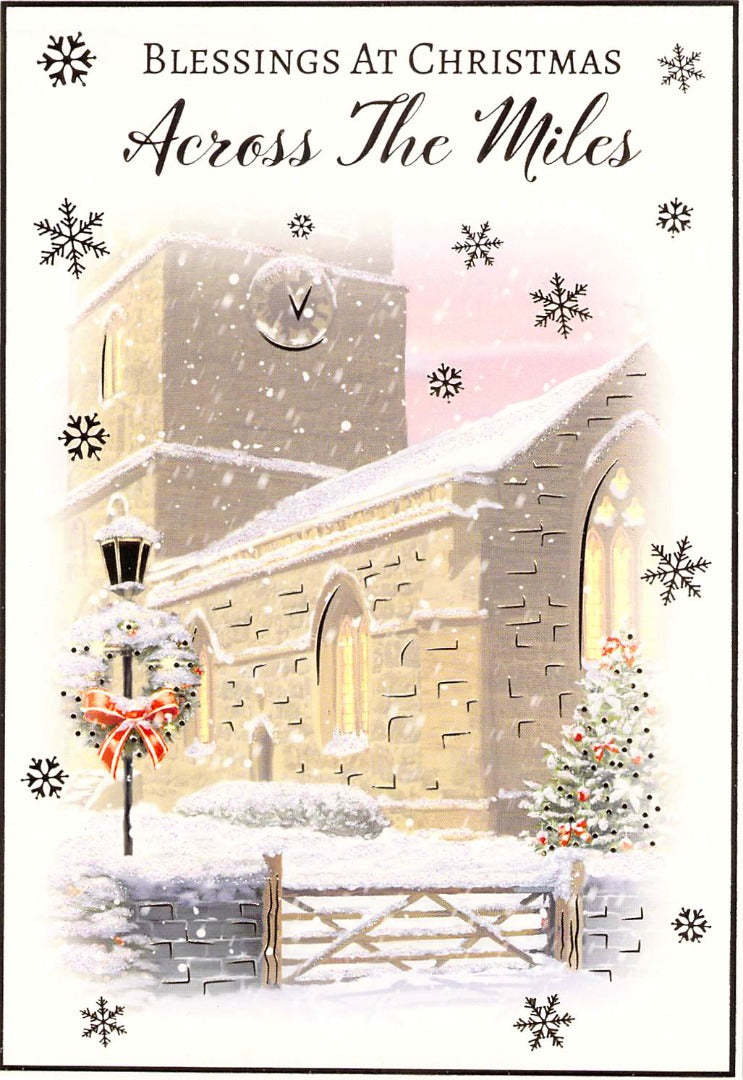 Christmas - Across The Miles - Church / Gate- Greeting Card - Free Postage