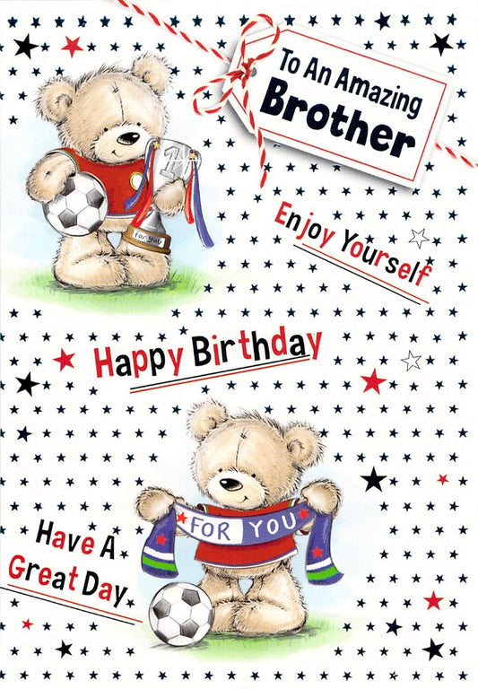 This Birthday - Brother - Football / Amazing Brother - Greeting Card - Free Postage is a Greeting Card priced at £ 1.56 from Made To Be Treasured range. Produced by Generic for excellent quality