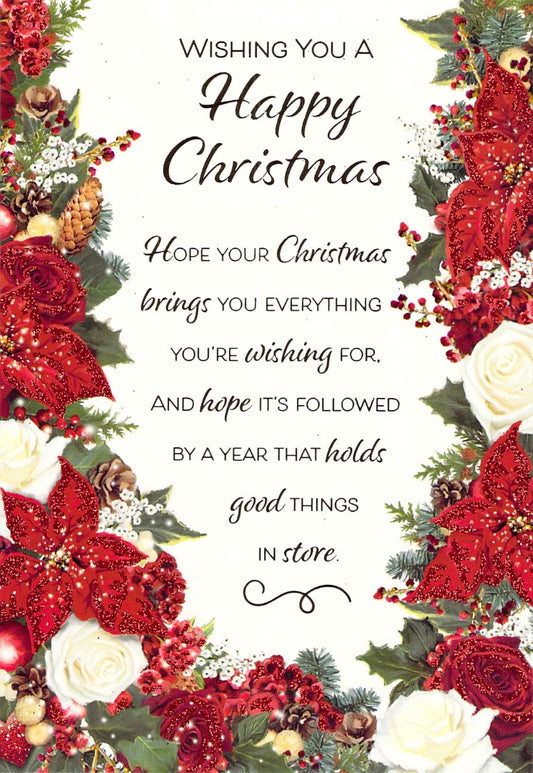 This Luxury Christmas Card - Red Poinsettia & Holly Design - Glitter Accents - Traditional Holiday Greeting is a Greeting Card priced at £ 2.29 from Made To Be Treasured range. Produced by Generic for excellent quality