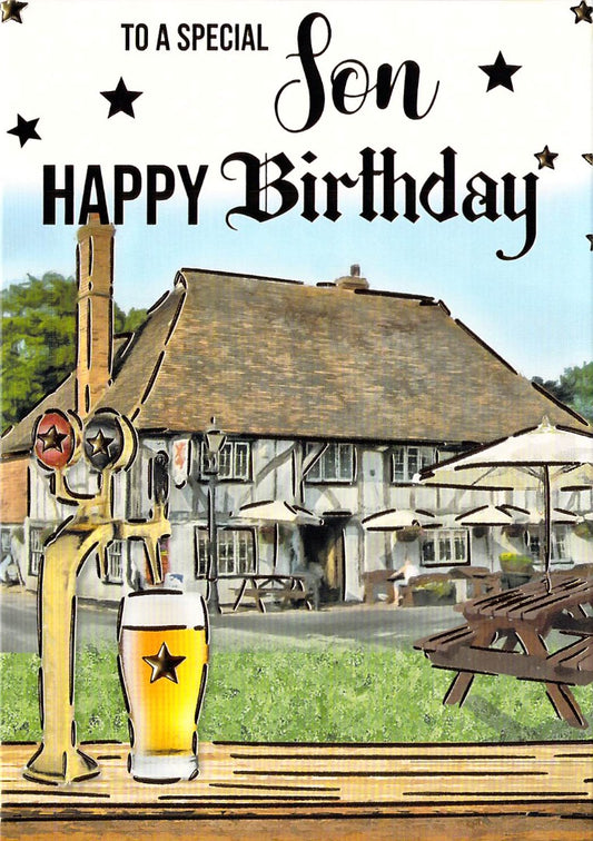 This Son - Birthday - Pub - Greeting Card - wrapped is a Greeting Card priced at £ 1.99 from Made To Be Treasured range. Produced by Generic for excellent quality