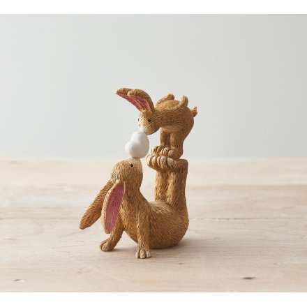KISSING BUNNIES WITH HEART, 10CM -  Great Gift Idea