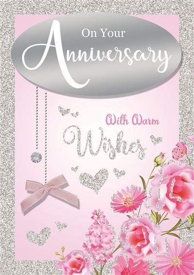 On You Anniversary - Roses - white writing - Greeting Card