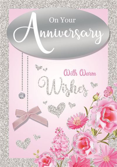 On You  Anniversary - Roses  - white writing - Greeting Card