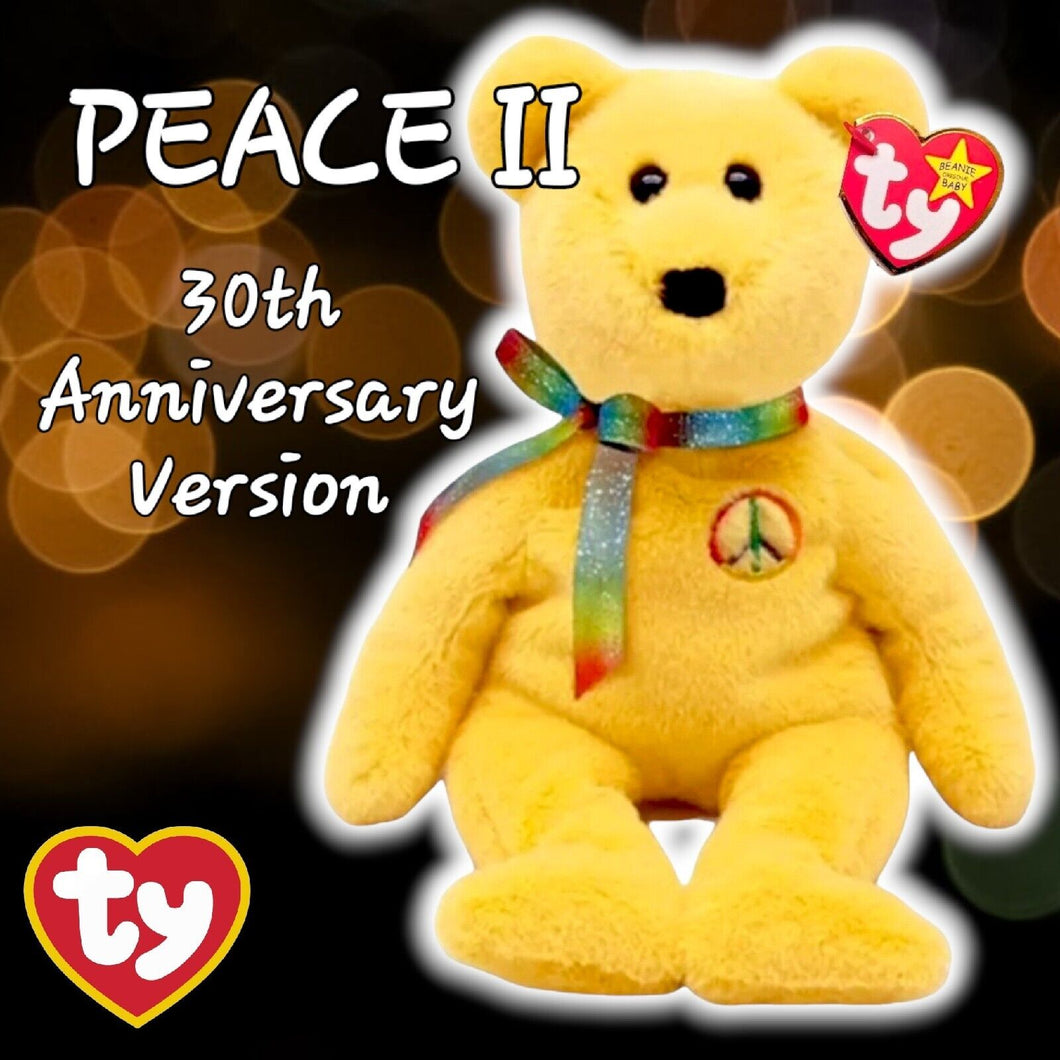 2023 PEACE II Yellow BEAR 30th Anniversary Ty Beanie Babies *MWMT*