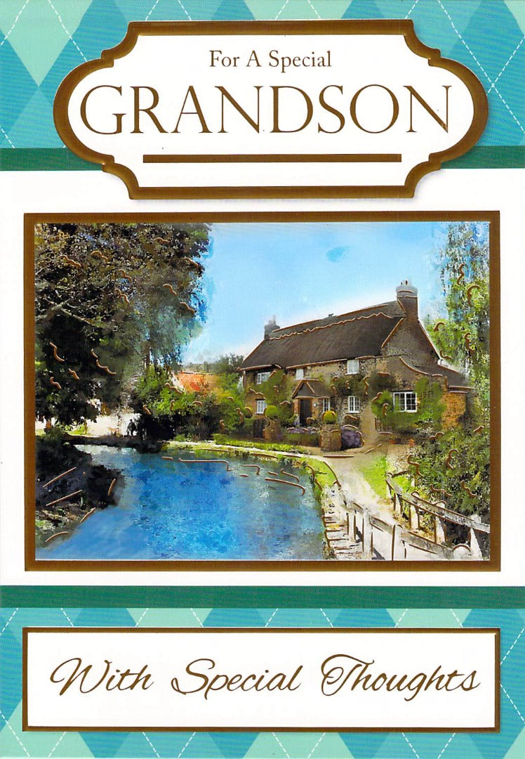 Grandson Birthday - Gold Foiled - Greeting Card