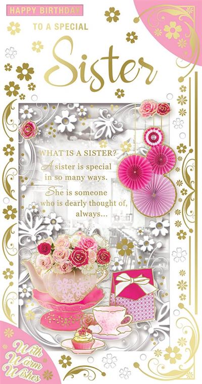This Sister Birthday - Gold Foil - Flowers - Greeting Card is a Greeting Card priced at £ 2.65 from Made To Be Treasured range. Produced by Generic for excellent quality