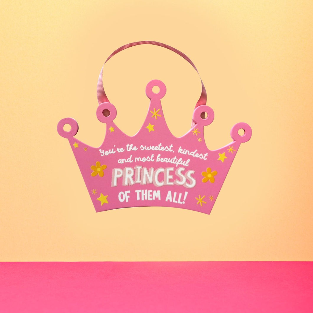 Princess Plaque - Crown Butterfly - Pink Crown