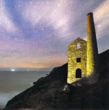 Load image into Gallery viewer, Cornwall Engine House Greeting Card - Blank - Night time at Wheal Coates St Agnes
