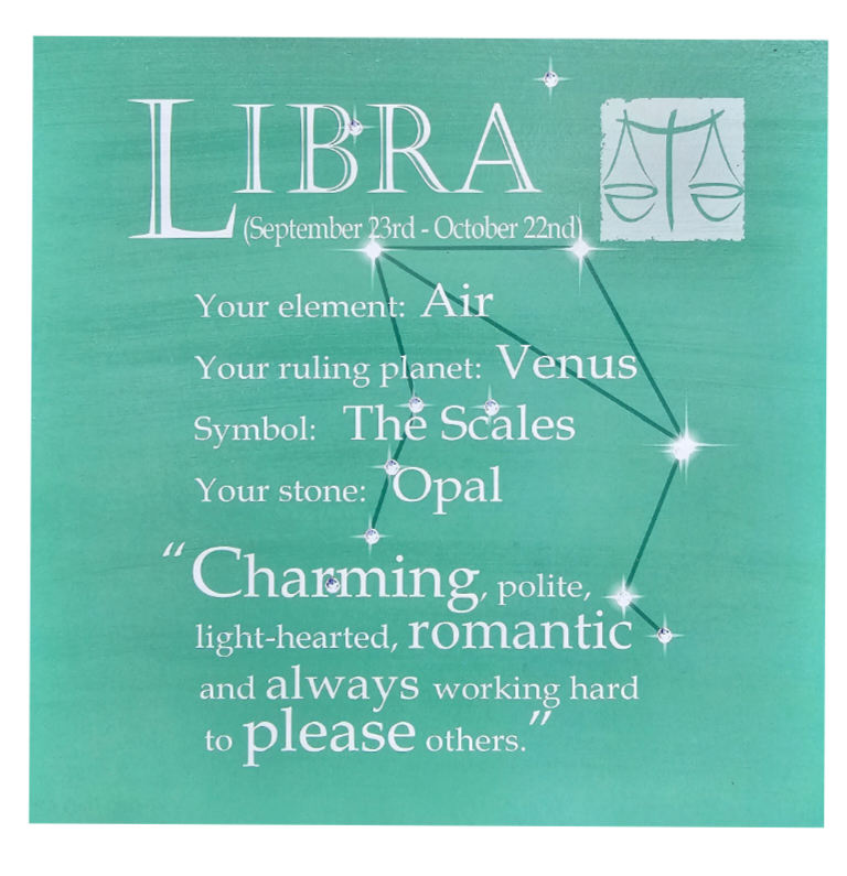 This Libra - Written In The Stars - Wall Art - Gift Idea. is a Greeting Card priced at £ 7.50 from Made To Be Treasured range. Produced by Written in the stars for excellent quality