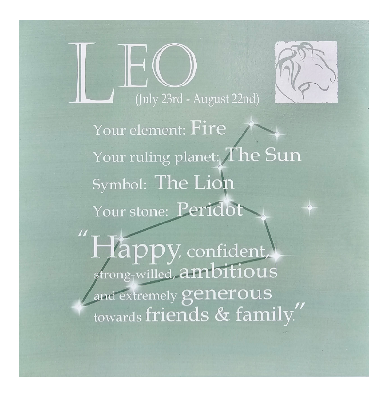 This Leo - Written In The Stars - Wall Art - Gift Idea is a Greeting Card priced at £ 7.50 from Made To Be Treasured range. Produced by Written In The Stars for excellent quality