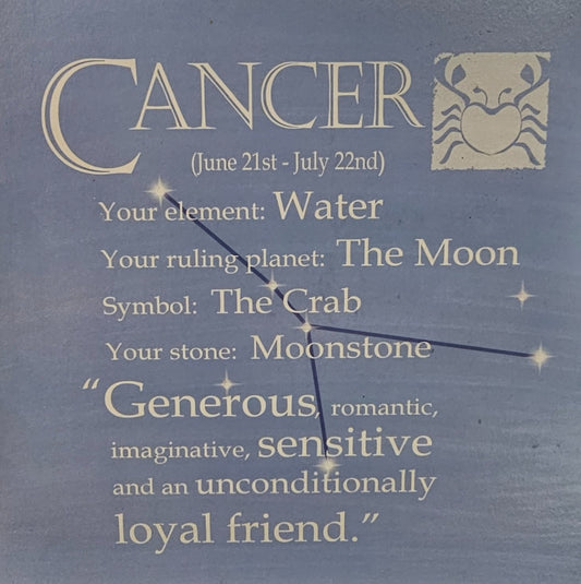 This Cancer - Written In The Stars - Wall Art - Gift Idea is a Greeting Card priced at £ 7.50 from Made To Be Treasured range. Produced by Written In The Stars for excellent quality