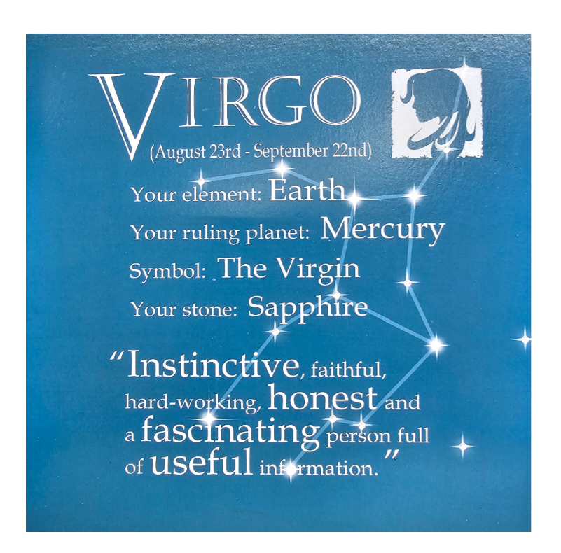 This Virgo - Written In The Stars - Wall Art - Gift Idea is a Greeting Card priced at £ 7.50 from Made To Be Treasured range. Produced by Written In The Stars for excellent quality