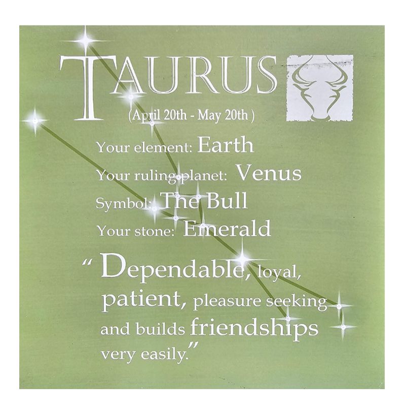 This Taurus - Written In The Stars - Wall Art - Gift Idea is a Greeting Card priced at £ 7.50 from Made To Be Treasured range. Produced by Written In The Stars for excellent quality
