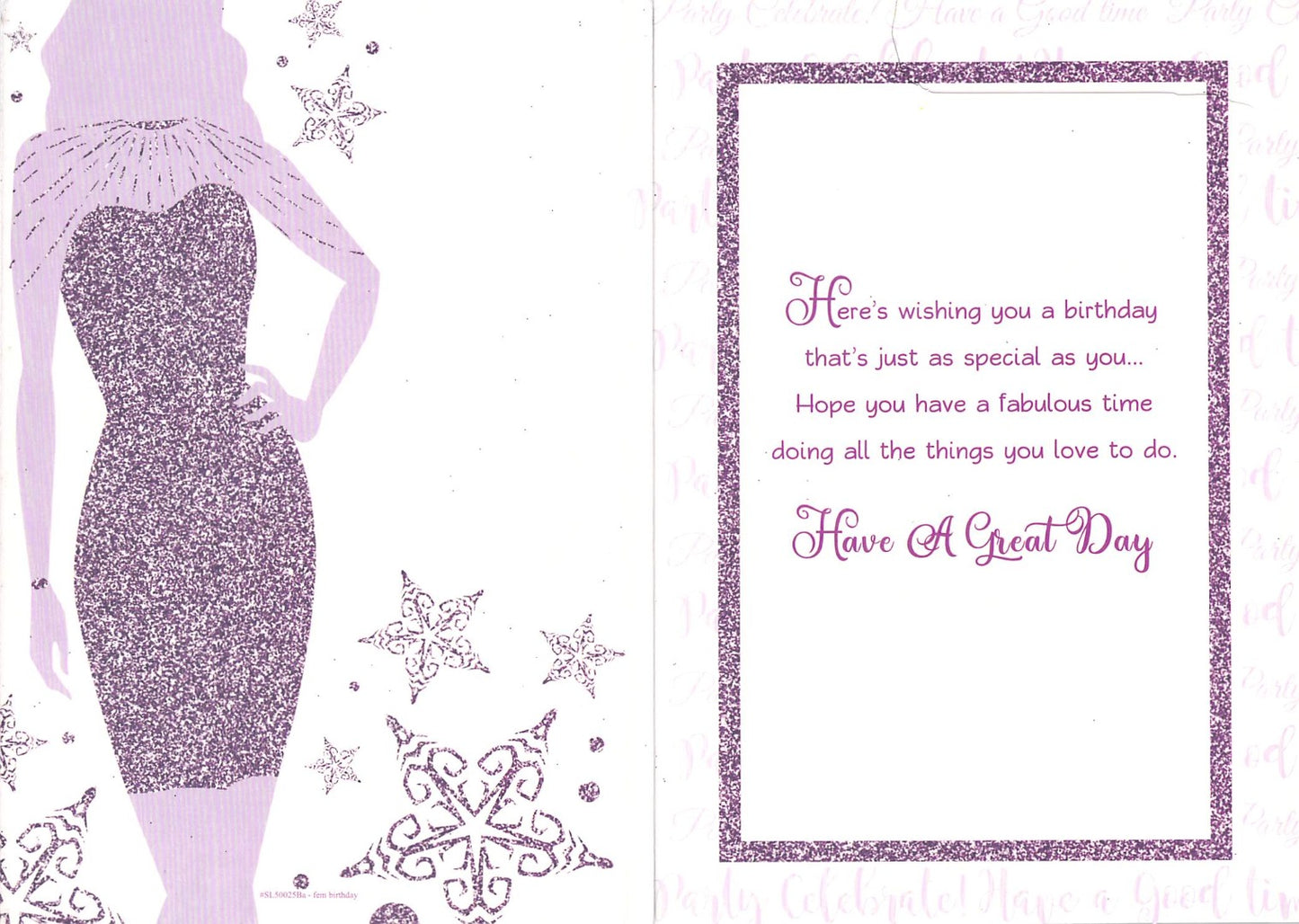 Niece - Birthday - Purple Glitter - Greeting Card