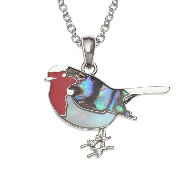 Robin Pendant Necklace - Paua Shell & Mother of Pearl - Gift Boxed