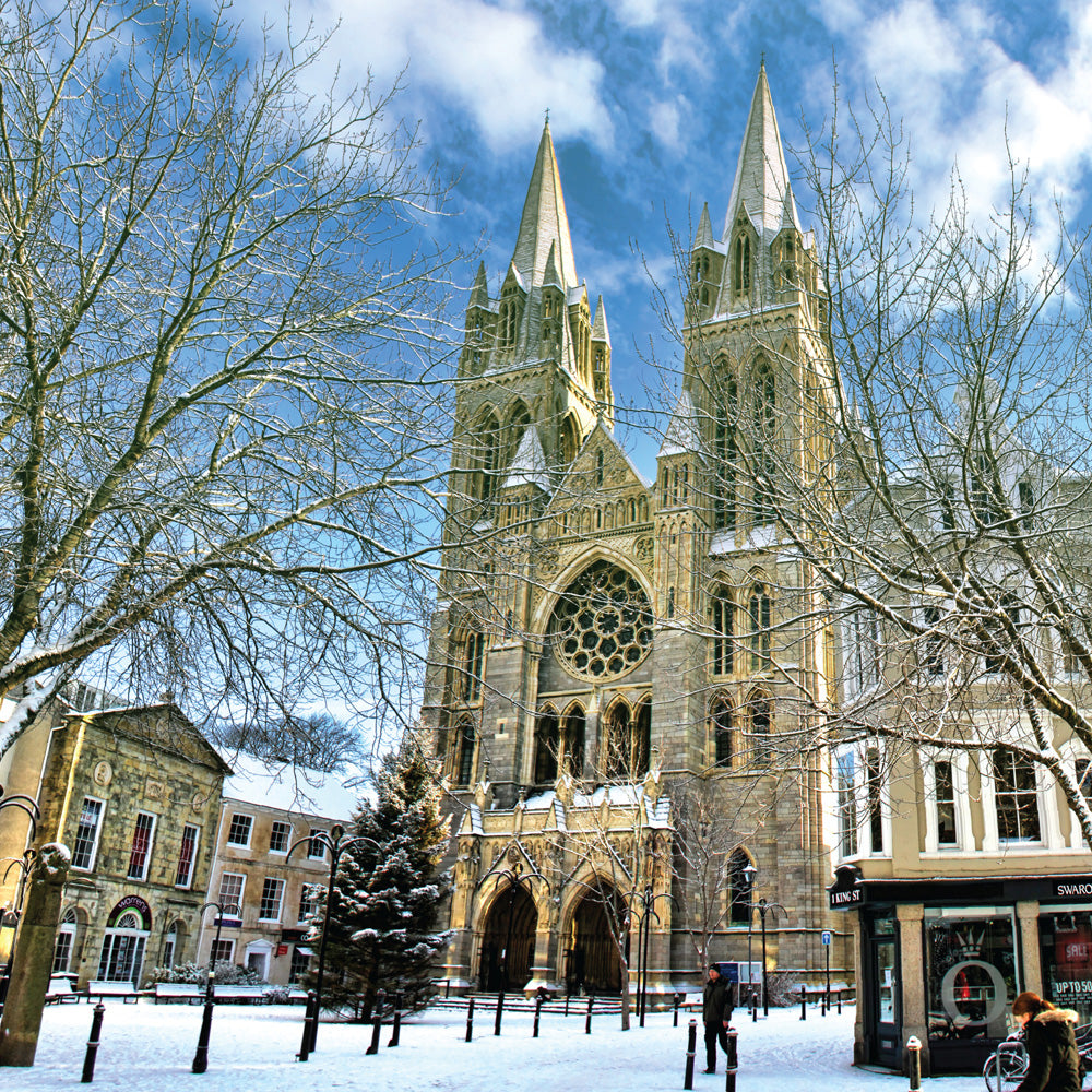 Truro Cornwall Cathedral - Christmas Snow - Blank Greeting Card