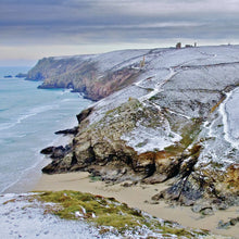 Load image into Gallery viewer, Chapel Porth - St Agnes - Cornwall - Christmas Snow - Blank Greeting Card
