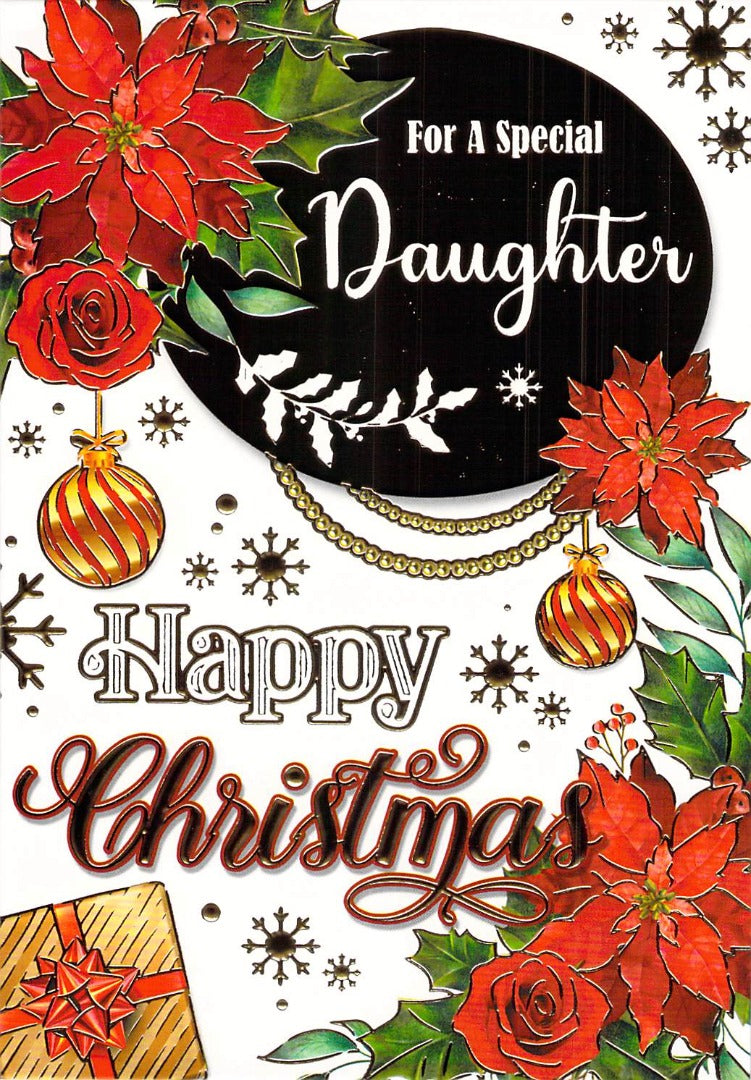 This Daughter - Christmas - Flowers/Baubles - Greeting Card is a Greeting Card priced at £ 1.60 from Made To Be Treasured range. Produced by Generic for excellent quality
