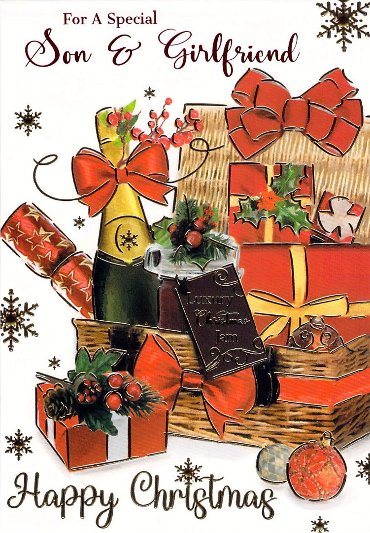 This Son/Girlfriend - Christmas - Hamper - Greeting Card is a Greeting Card priced at £ 1.60 from Made To Be Treasured range. Produced by Generic for excellent quality