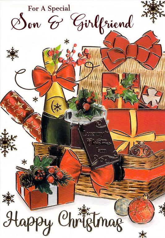 This Son/Girlfriend - Christmas - Hamper - Greeting Card is a Greeting Card priced at £ 1.60 from Made To Be Treasured range. Produced by Generic for excellent quality