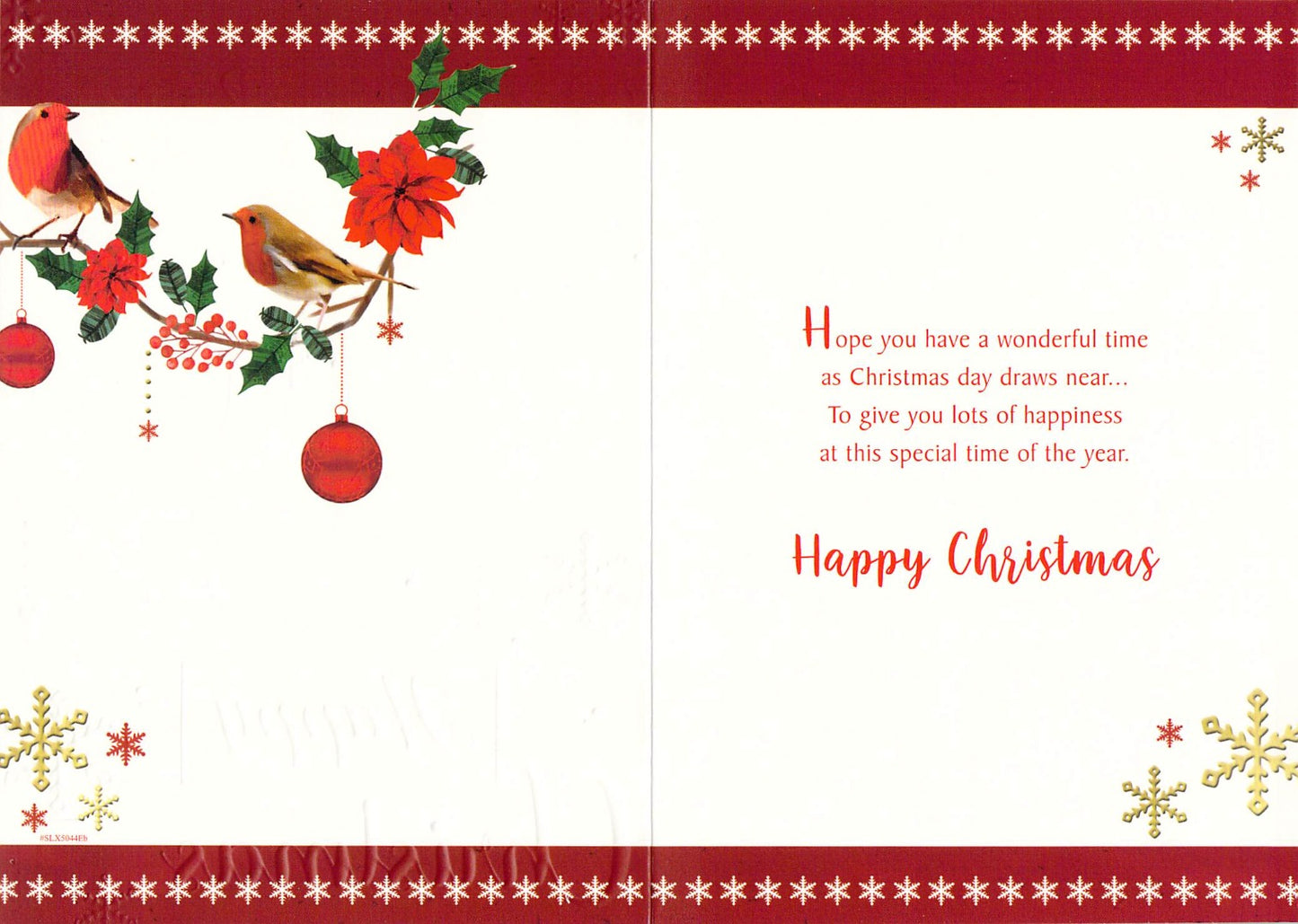 Daughter And Boyfriend - Christmas - Robins - Greeting Card