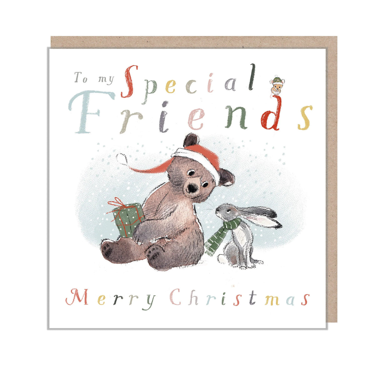 Paper Shed Special Friends Christmas card with festive bear, hare and mouse design