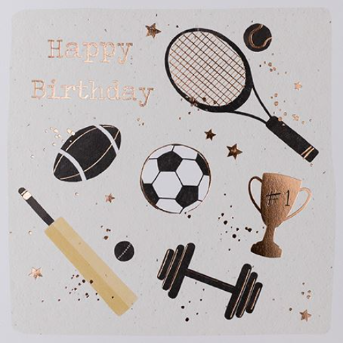 Happy Birthday Greeting Card Sports Football Cricket Rugby - Made In UK