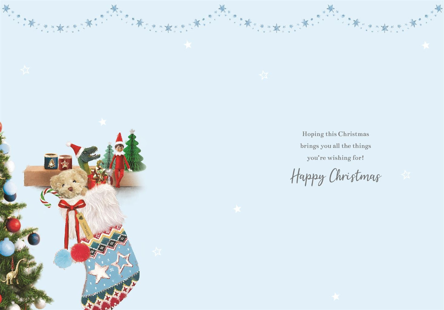 ICG Special Boy Christmas Card, 14x20cm, Christmas Tree, Stocking & Elf, Made in the UK