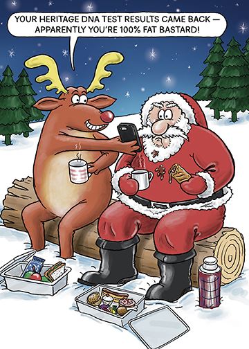 Paperlink funny Santa DNA test rude Christmas card