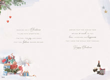 Load image into Gallery viewer, Christmas Card for Sister &amp; Fiancee, 16 x 23cm, Festive Wine Glasses with Presents Design
