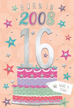 Load image into Gallery viewer, 16th - AGE 16 GREETING BIRTHDAY CARD - MILESTONE FACTS - TRI FOLD
