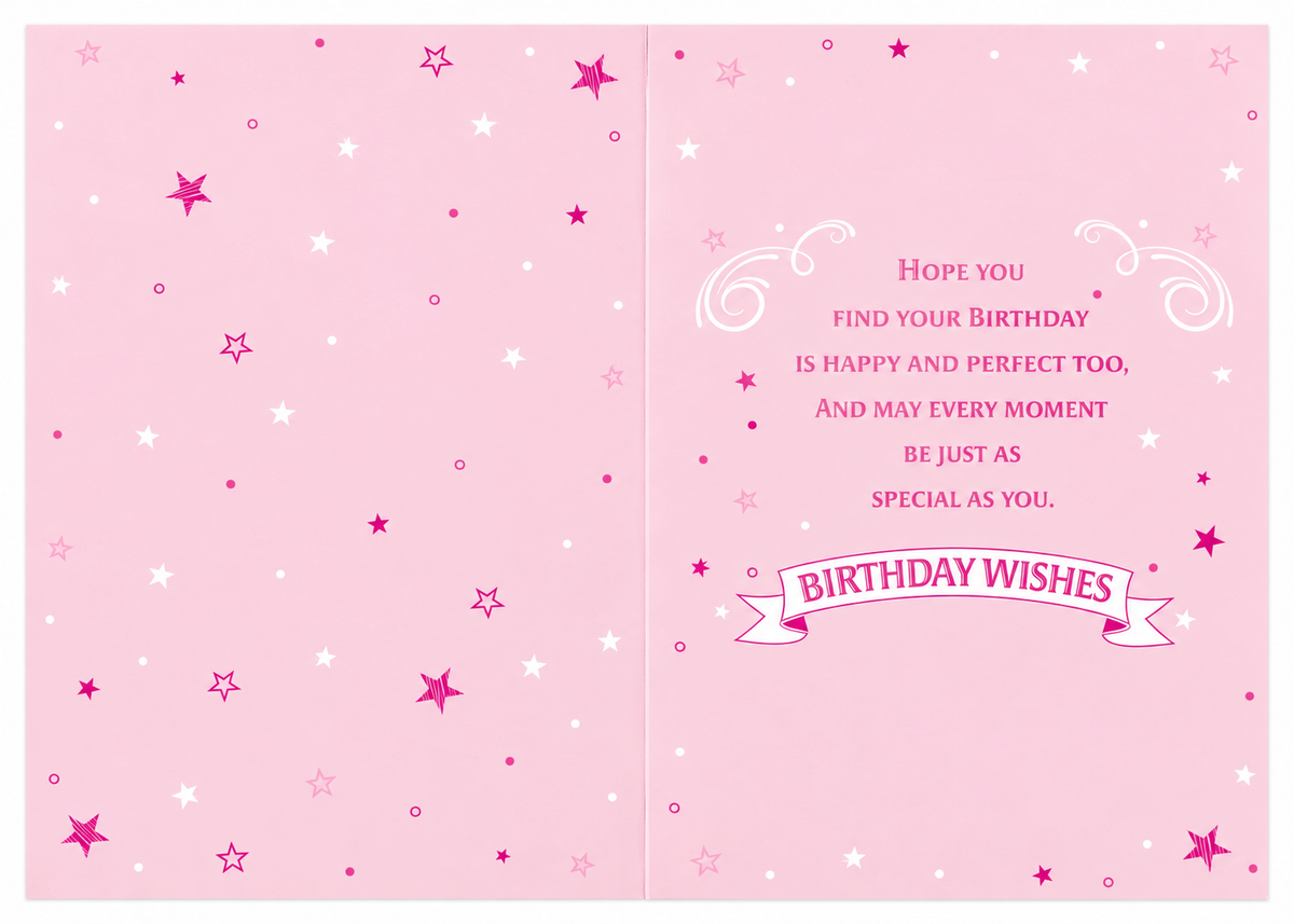 Inside of the Great Granddaughter birthday card showing the birthday wishes message