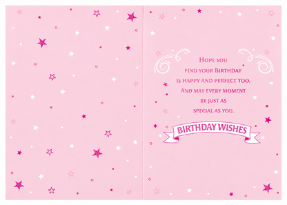 Inside of the Great Granddaughter birthday card showing the birthday wishes message