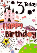 Load image into Gallery viewer, 3rd birthday card pink castle
