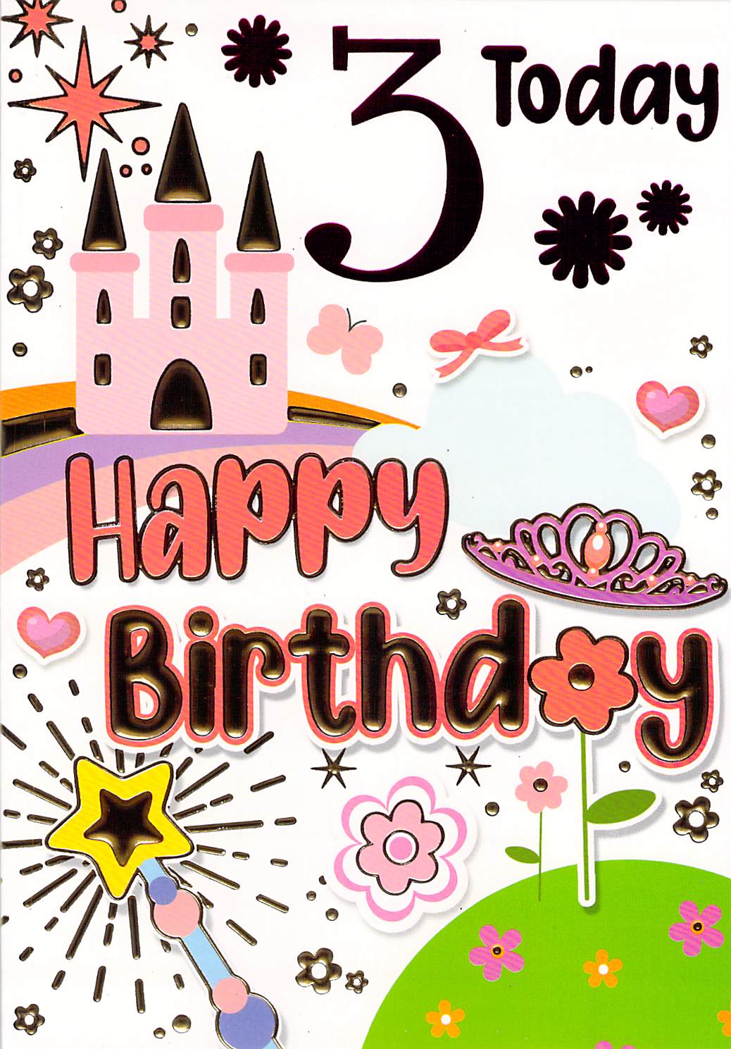 3rd birthday card pink castle