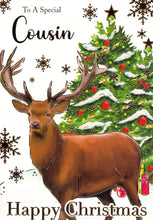 Load image into Gallery viewer, Cousin - Christmas - Tree - Deer - Greeting Card - Multi Buy - Free Postage
