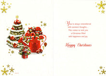 Load image into Gallery viewer, Christmas Card for Sister and Family, Red Watering Can and Tree Design
